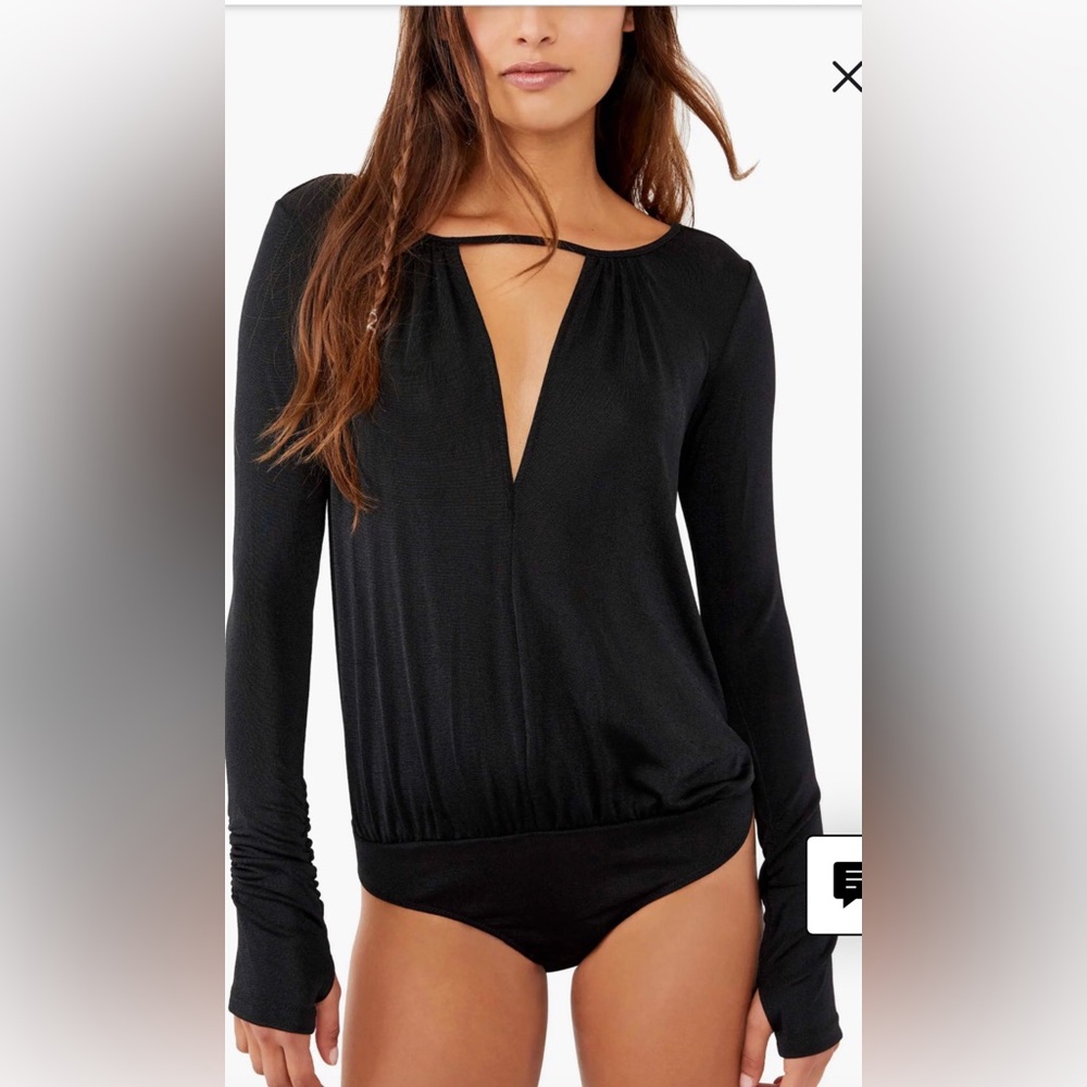 NWT Free People Kaya Ruched Sleeves Bodysuit
